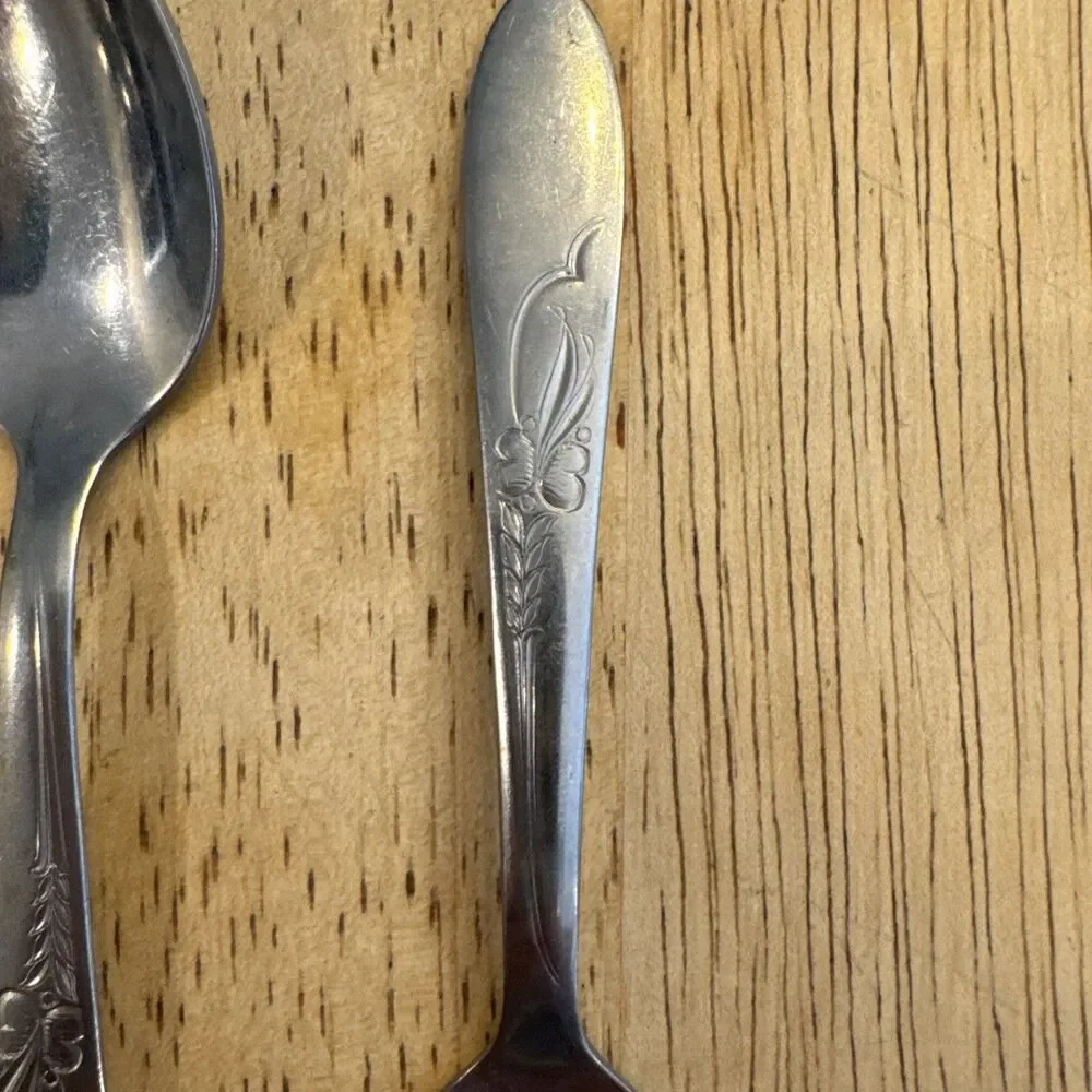 4 HB CO EVERGLO-HEATHER Solid Stainless Demitasse Tea Spoons 4.5 Inches